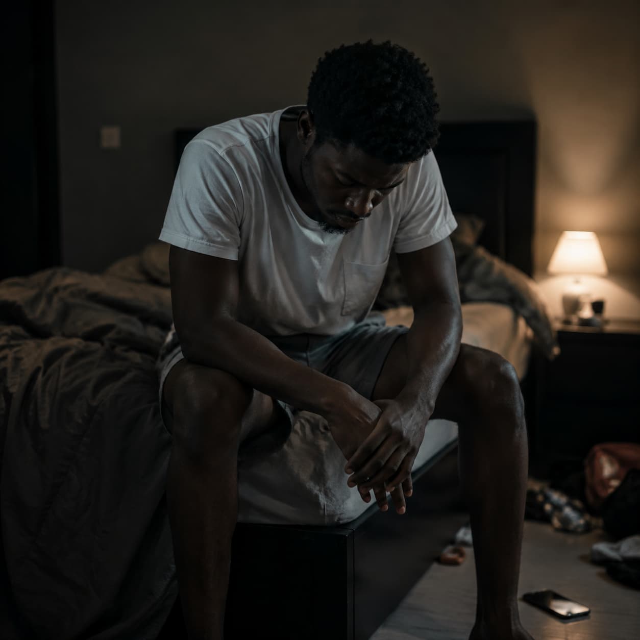 Young man looking withdrawn and struggling