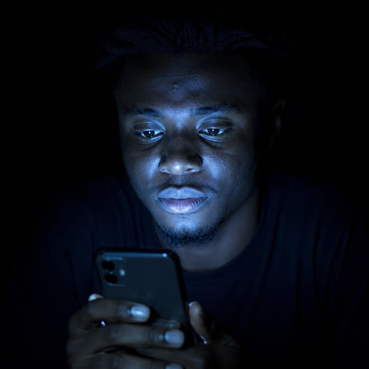Person staring blankly, disconnected from real life