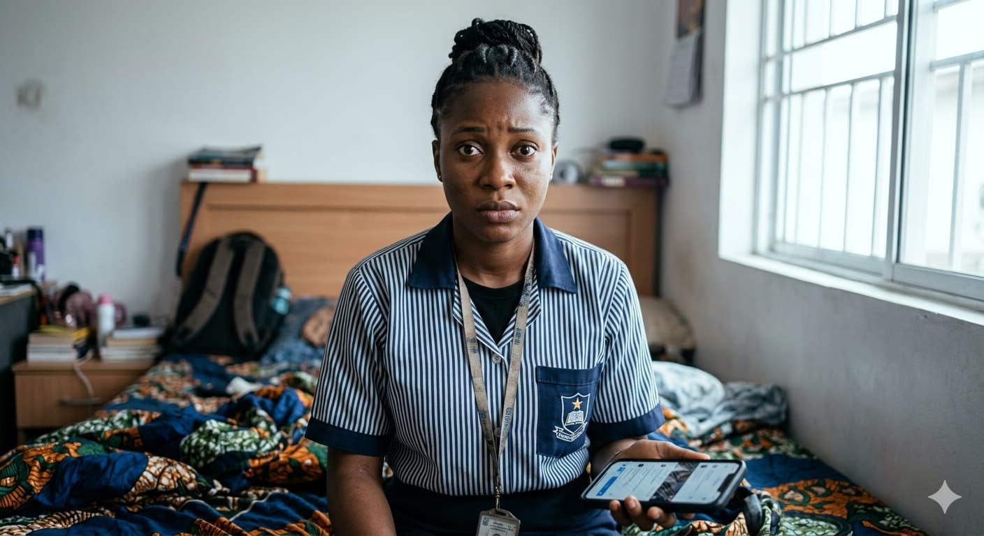 Young Nigerian girl with downcast expression